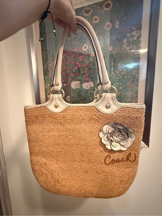 Coach Handbags - Coach Wicker and White Leather Tote